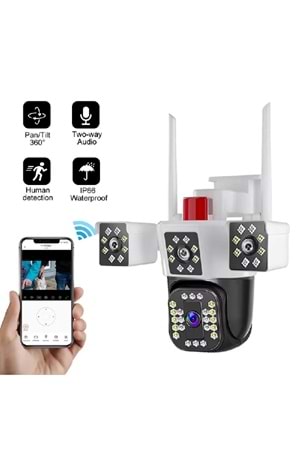 ALOSAT W-8456 6MP HD ev güvenlik 3kamerası gerçek üçlü Lens açık kablosuz WIFI kamera 3 ekranlar monitör YOOSEE akıllı PTZ IP kamera YOOSEE UYGULAMASI