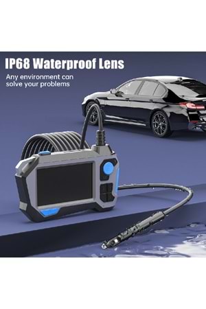 ALOSAT Y-7495 10METRE 360 derece rotasyon lens endoskopMonitörlü Sert Tel Kablolu Yılan Kamera