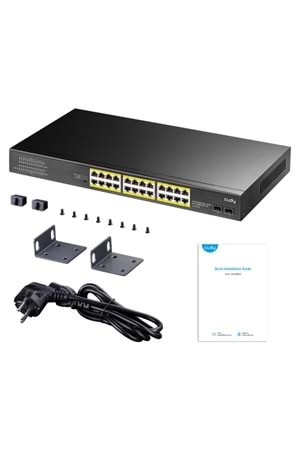 CUDY GS1028PS2 24 Port 10/100/1000 Yönetilemez 2 SFP (1GB) Rack mount (24 Port Poe+) 300W Switch