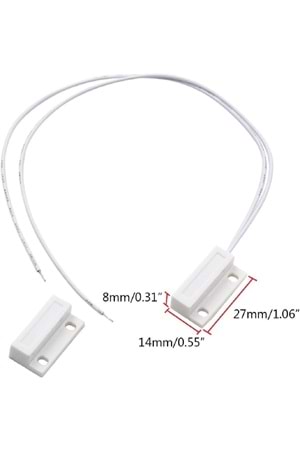 ALOSAT KA-6539 Kontak Sensörü KABLOLO Alarm Manyetik Saz Anahtarı Vidalar Beyaz