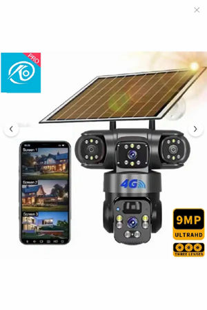 O-KAM 6060 9mp (3+ 3+ 3) Üç Kameralı Ultrahd 4G Güneş Enerjili Akıllı Güvenlik Kamerası