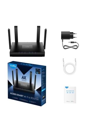 CUDY WR3000 4 Port 10/100/1000Mbps AX3000 4 Anten Masaüstü Router
