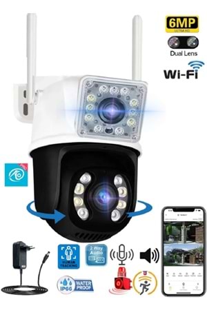 O-Kam 3012 Dual Lens 6MP Wifi Akıllı Kamera , Yapay Zeka, Gece Görüş, Karşılıklı Konuşma
