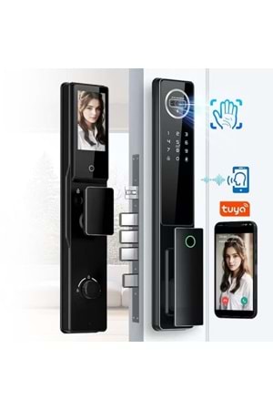 ALOSAT KL6085 MOTORLU KİLİT YÜZ TANIMA , PARMAK İZİ, KART, TUYA SMART LİFE AKILLI KAPI KİLİT SETİ