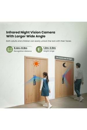 ALOSAT KL6085 MOTORLU KİLİT YÜZ TANIMA , PARMAK İZİ, KART, TUYA SMART LİFE AKILLI KAPI KİLİT SETİ