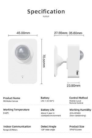 ALOSAT P06 Kablosuz Pır Dedektör Smart Home Tuya APP Wi-Fi PIR