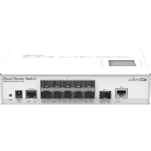 Cloud Router Switch 212-1G-10S-1S+IN - 10xSFP, 1xLAN Gbit, 1xSFP+ 10Gbit Switch,LCD,L5400MHZ CPU,64MB RAM, 10 PORT SFP, 1 PORT GBIT LAN,