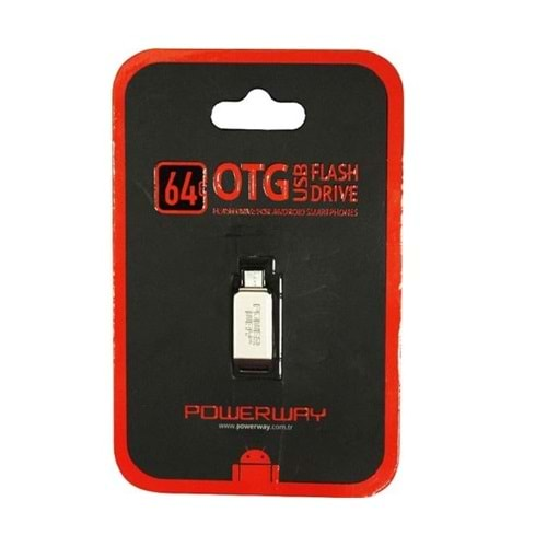 POWERWAY 64Gb Otg (micro Usb) Flash Bellek Metal Kasa