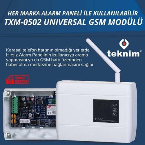 TEKNİM (TXM-0502) GSM ARAYICI (TÜM ALARM PANELLERİ İLE UYUMLU ÇAL