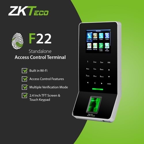 ZKTeco F22 | Ultra-Thin Fingerprint Time Attendance and Access Control Terminal