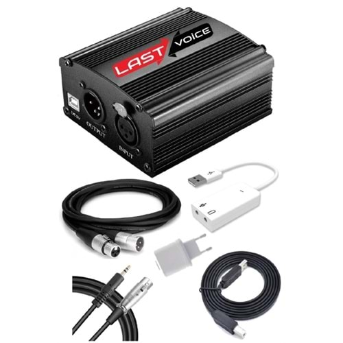 Lastvoce Ph-1000SX +48V Usb Phantom Power SesKartı (XLR Kablo 7.1 Kart 3.5 mm Jack Kablo Adaptör #alosat