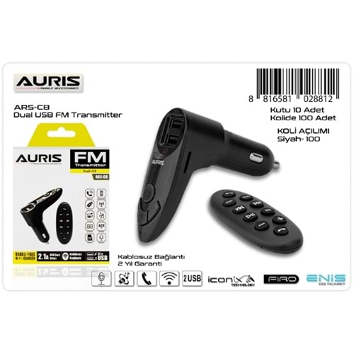 Badatrend Araç Fm Transmitter Bluetooth USB Mp3 Sd Kart Çakmaklık Auris ARS-C8 Fm #alosat