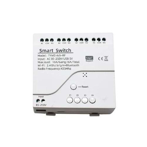 ALOSAT Tuya Smart ALOST3039 Wifi Motor Switch Module 4CH 85-260V RF433 Radio Remote Control,4 Channels Inching Relay for Alexa Google Home