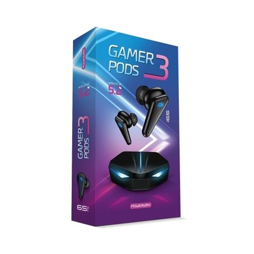 Powerway Led Işıklı Oyuncu Kulaklığı Ekstra Bass Bluetooth Kulaklık Dokunmatik Kontrol Tüm Telefonlara Uyumlu GamerPods3