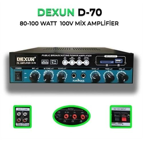 Dexun D-70 60 Watt 100 Volt Hat Trafolu Mikser Amfi D-70