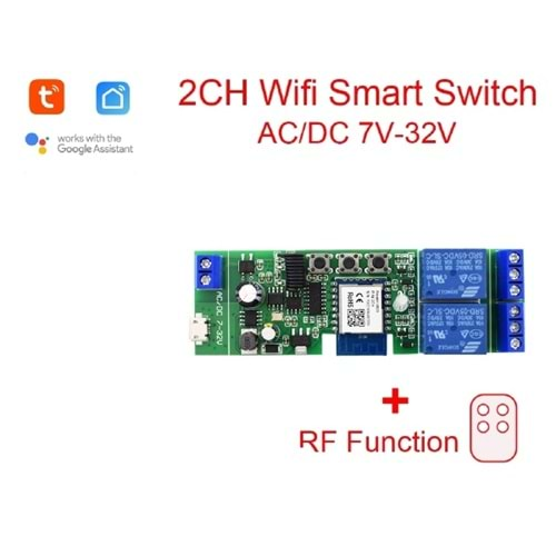 ALOSAT Tuya Smart ALOST3295 Wifi Motor Switch Module 2CH 85-260V RF433 Radio Remote Control,2 Channels Inching Relay for Alexa Google Home