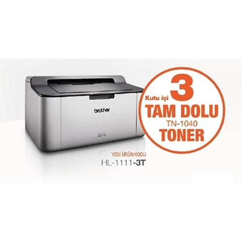 BROTHER HL-1111-3T Mono Lazer A4 Mono Usb Yazıcı 3 Tam dolu toner