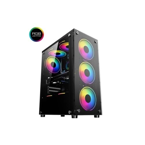 Revenge Clear 6 RGB Fanlı Temperli Cam Panel Boş ATX Bilgisayar Kasası Gaming Oyuncu Bilgisayar Kasası