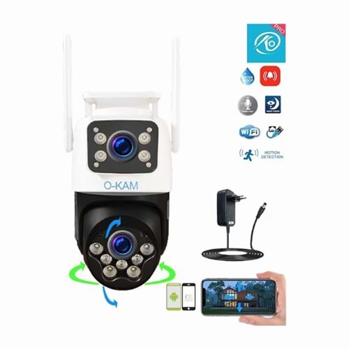 O-KAM-4047 4MP Dual Lens Wifi PTZ Cameras, 2.5 inch Dual Screen Image, 7Pcs Leds Dual Light