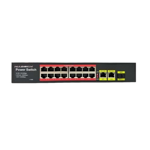 HADRON HD16 POE SWITCH 2UPLINK 1SFP 16+2+1 10/100/1000 MBPS 16PORT