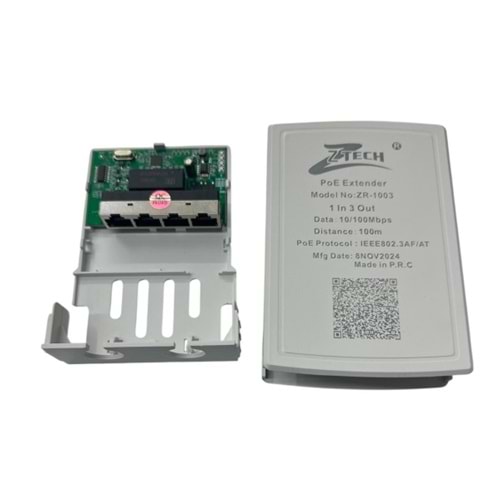ZTECH ZR-1003 POE Extender 1+3Port PoE+ Repeater 1+3 Port 10/100Mbps, 1input,3 Output 30W 100Meters