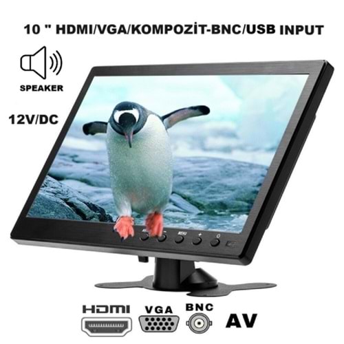 ALOSAT MY1085 10 INCH 12V HDMI/VGA/AV/BNC/USB INPUT SESLİ MONİTÖR