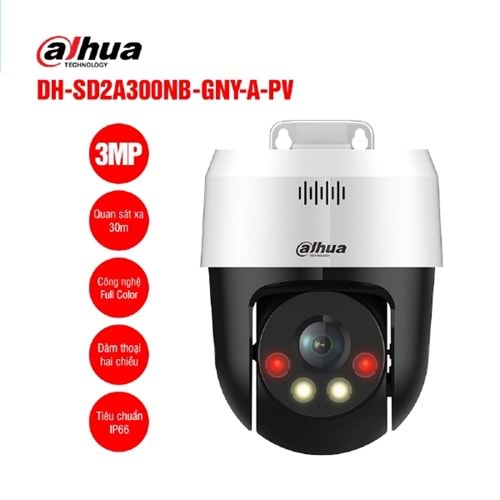Dahua SD2A300NB-GNY-A-PV 3MP 4mm Sesli Dual Light PT IP Kamera