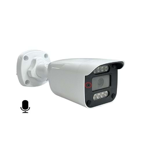 İP 5MP 3,6MM LENS SESLİ BULLET KAMERA GECE RENKLİ 8 WARM LED POE,M C. DC12V.