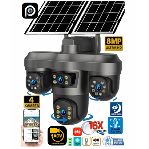EsVision 5604 8MP 4 Kameralı 4G Çift Solar Panel 16X Zoom Dual Batarya HiEasy AOV (Sürekli Kayıt) Gece Görüş Çift Yönlü Ses