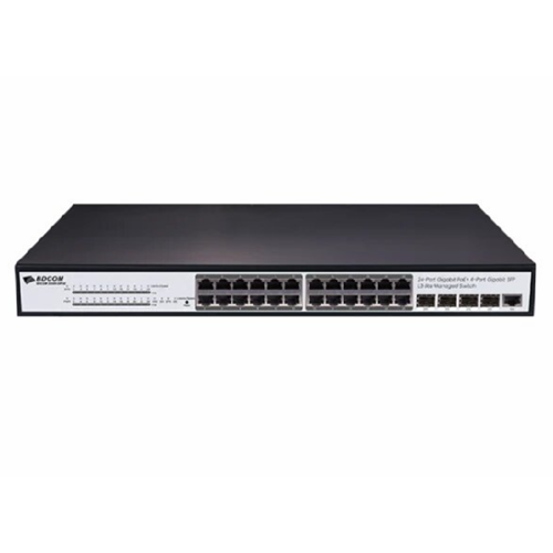 BDCOM S2500-24P4S 24-Port Gigabit PoE+4-Port Gigabit SFP 370W Yönetilebilir PoE Switch