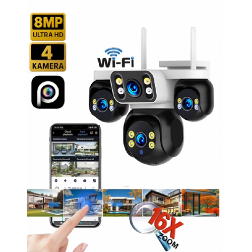 ES-5804 128GB 8MP 4 Kameralı Wifi 16X Zoom HiEasy Gece Görüş Konuşma Uzak İzleme Kişi Takibi