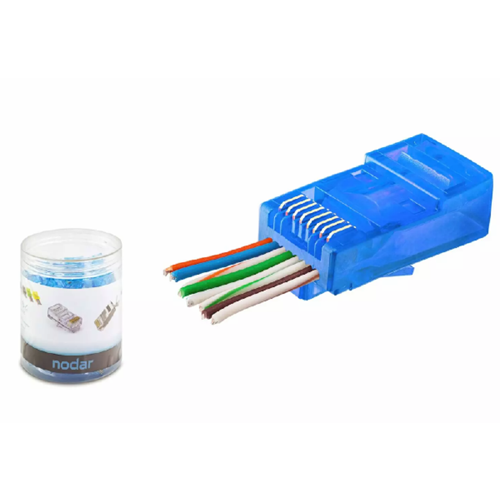 NODAR ND2404 CAT6 EZ RJ45 Konnektör 100 Adet Plastik Kutu - Mavi