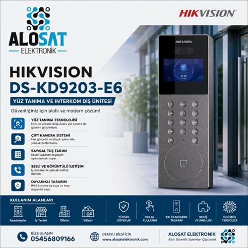HIKVISION DS-KD9203-E6 YÜZ TANIMA ve İNTERKOM DIŞ ÜNİTE