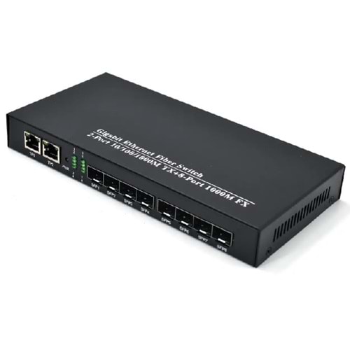 ALOSAT CG208 / Gigabit medya dönüştürücü tek modlu 8 SFP / SC / LC / FC / ST 2 RJ45