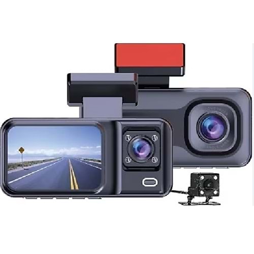 MPIA CC-38 64GB Üç Kameralı (Ön+ İç+ Arka) Araç İçi Kamera WiFi Viidure App