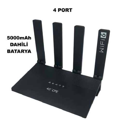 ALOSAT Sim Kartlı 4G 4Port Wifi6 5000mAh Dahili Bataryalı Modem