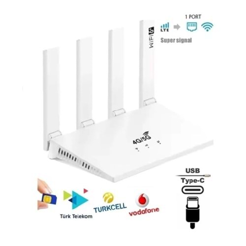 ALOSAT 4G-4.5G Sim Kartlı 4 Anten 1 PORT Taşınabilir Router Wifi 6 Modem TÜRKCELL TÜRK TELEKOM VODAFONE