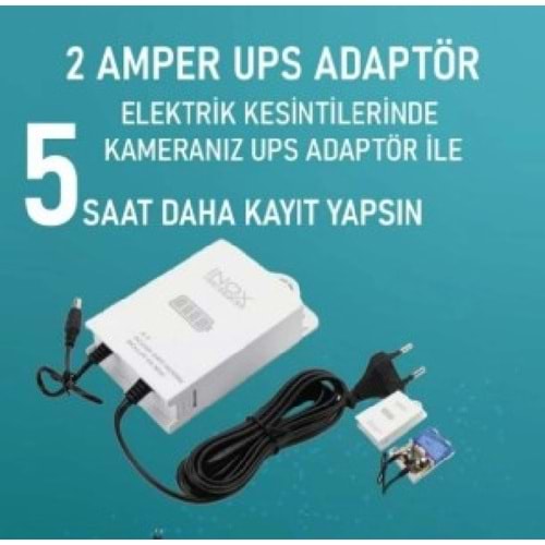 inox 12volt 2 Amper Upsli Lityum Bataryalı Adaptör (woltaj korumalı)