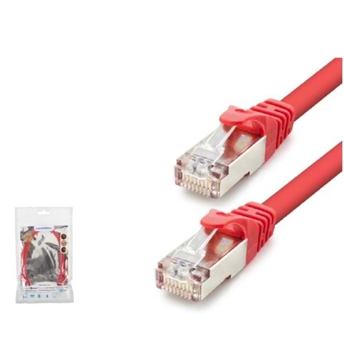 HADRON HDX5105 Cat7 Ethernet Patch Kablosu 10 Gbps 600 MHz 30 cm Kırmızı
