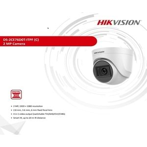 Hikvision DS-2CE76D0T-ITPF 2 Mp 2.8mm Sabit Lens Ir Dome Kamera