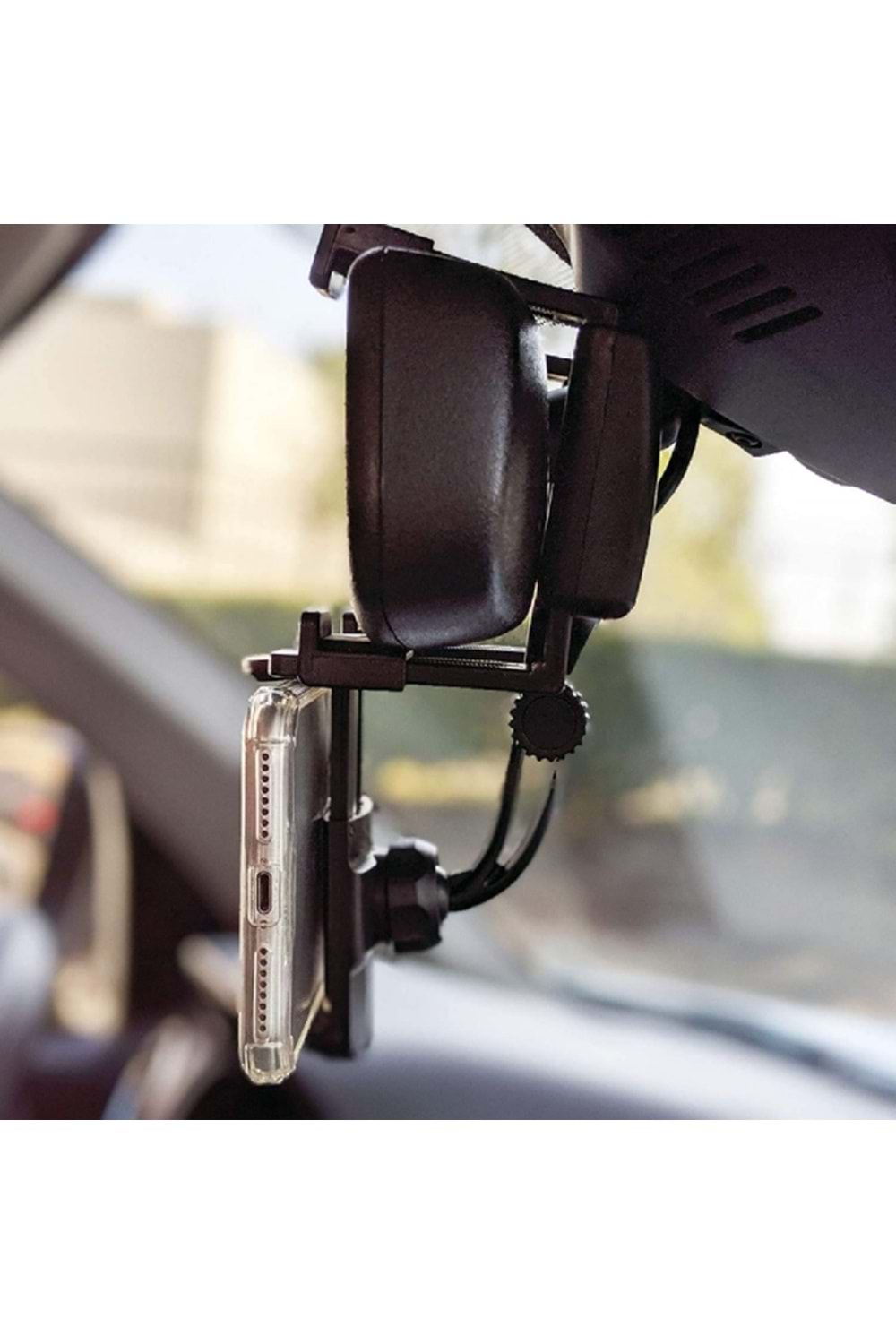 Merkury Innovations Rearview Mirror Car Mount Grip Clip for Universal Smartphones