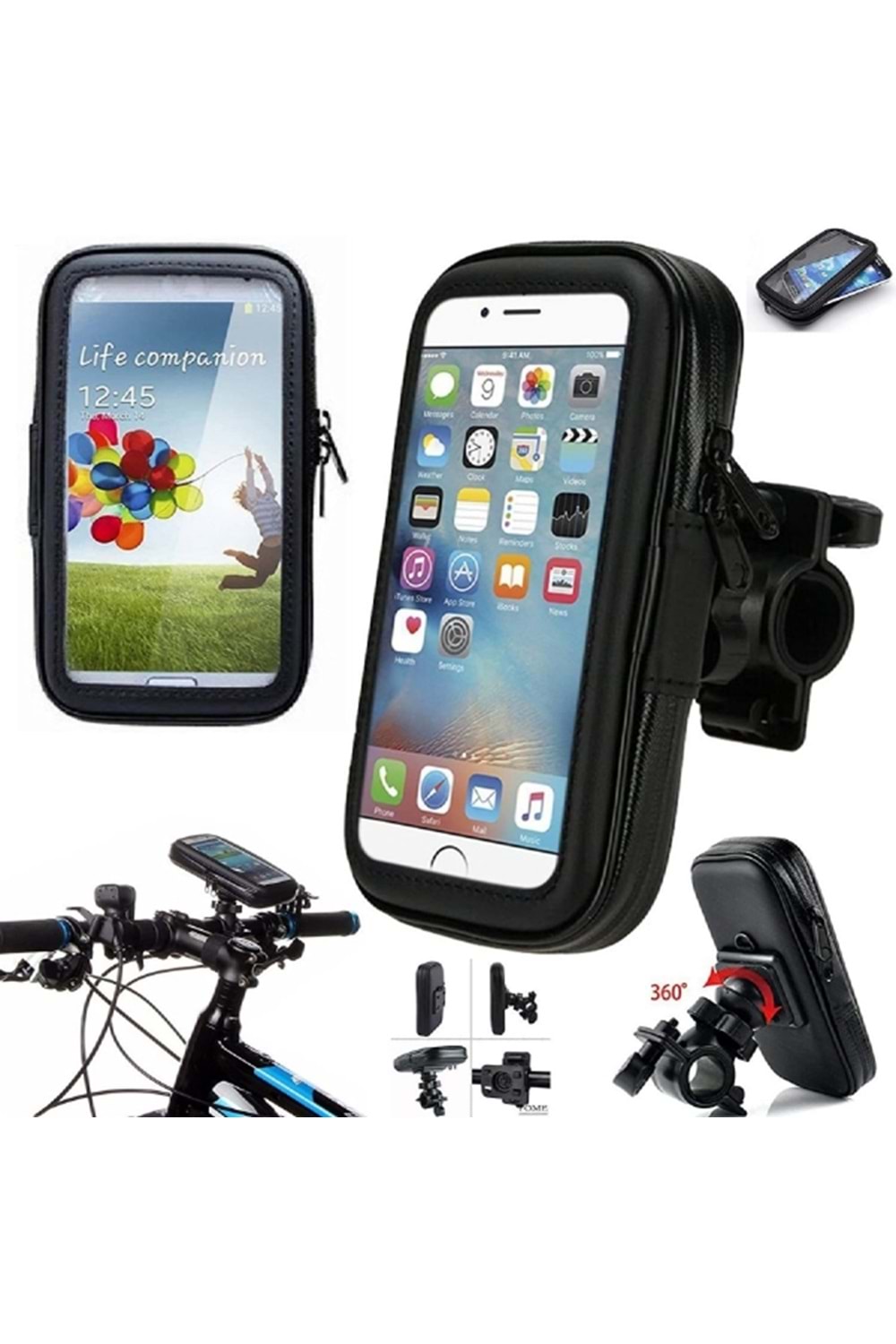 Panaaz Fashion Weather Resistant Bike Mount Stand Case For Bike Phone Holder for All Smartphone [4-6 Inch Screens] Bike Mount Bicycle Holder in Black Colour #alosat