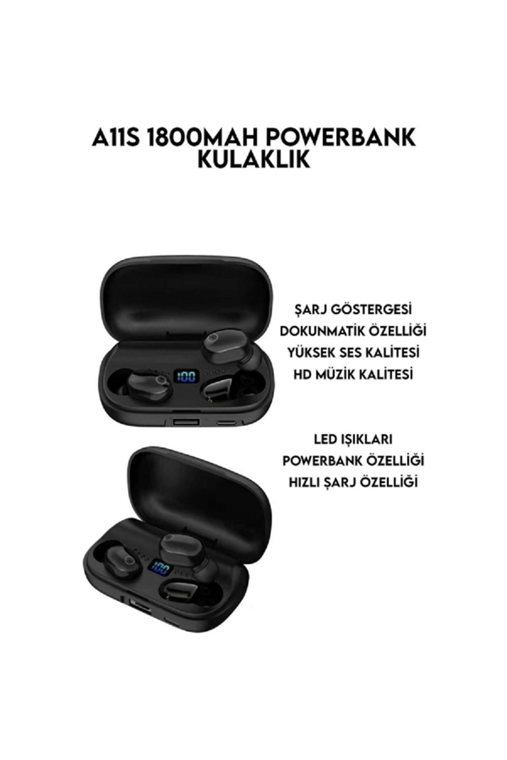 Xiaomi Redmi Earbuds A11S Tws Göstergeli Bluetooth Kulaklık Powerbank Siyah