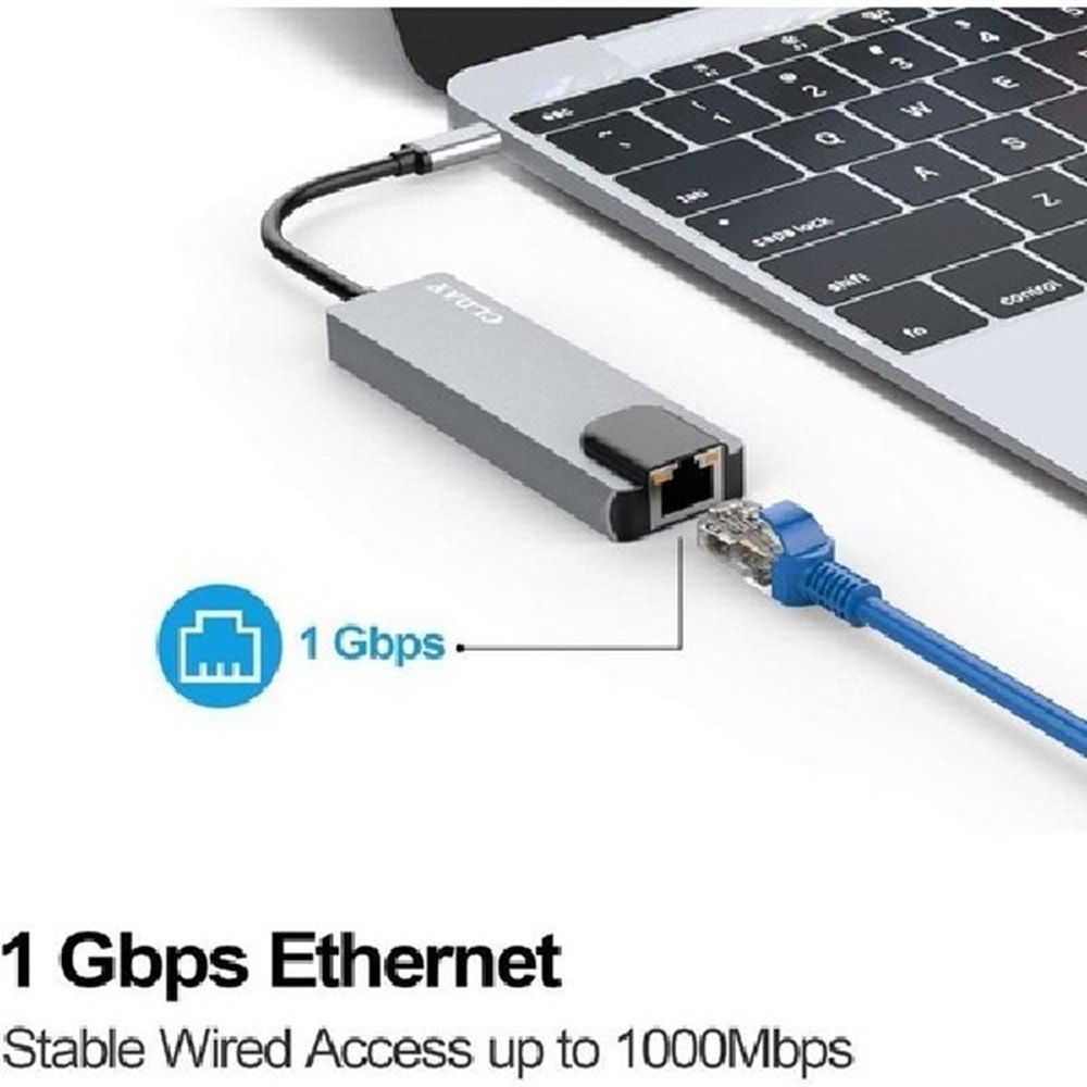 ALOSAT T664 Type-C To 4K HDMI Hub 5in1 RJ45 Lan 2 x USB 3.0 Type-C Port
