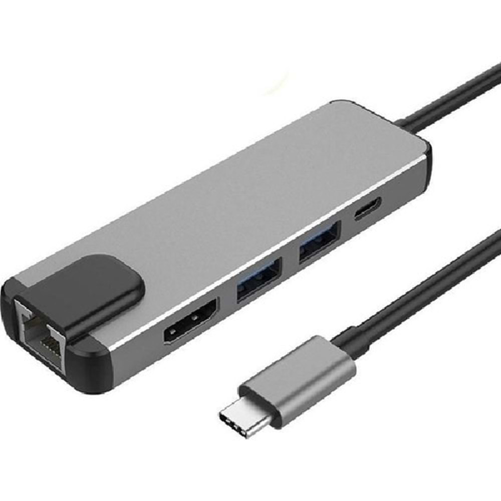 ALOSAT T664 Type-C To 4K HDMI Hub 5in1 RJ45 Lan 2 x USB 3.0 Type-C Port