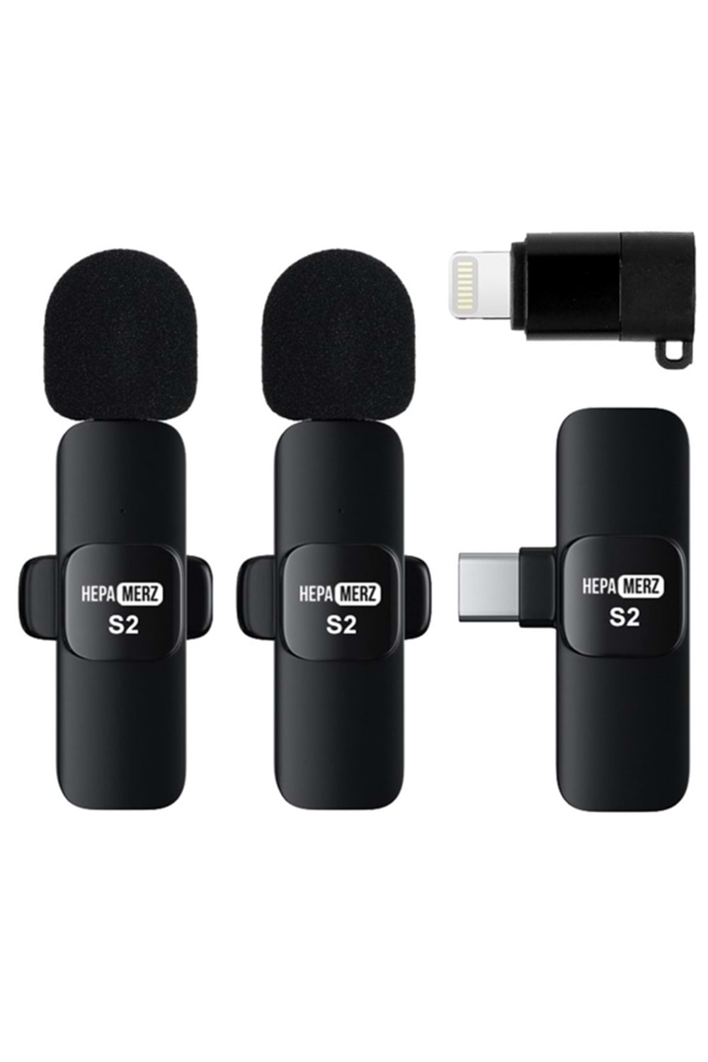 S2 İphone ve Type-c Uyumlu Kablosuz İkili Yaka Mikrofonu Youtube Facebook Tiktok Vlog