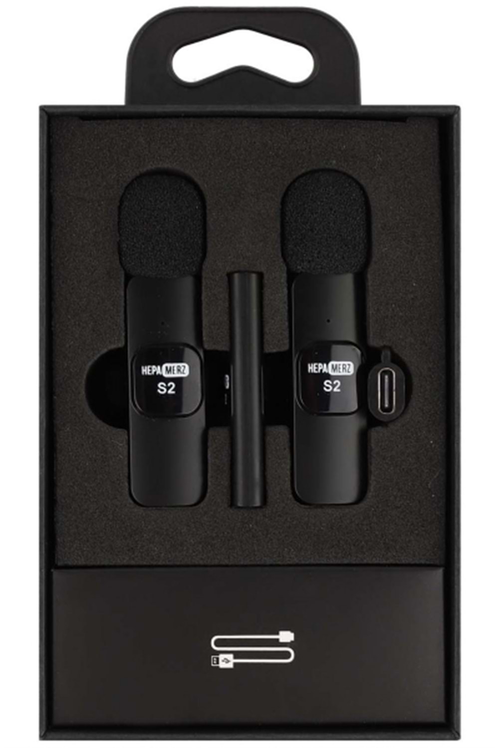 S2 İphone ve Type-c Uyumlu Kablosuz İkili Yaka Mikrofonu Youtube Facebook Tiktok Vlog