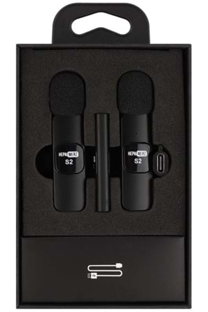 S2 İphone ve Type-c Uyumlu Kablosuz İkili Yaka Mikrofonu Youtube Facebook Tiktok Vlog