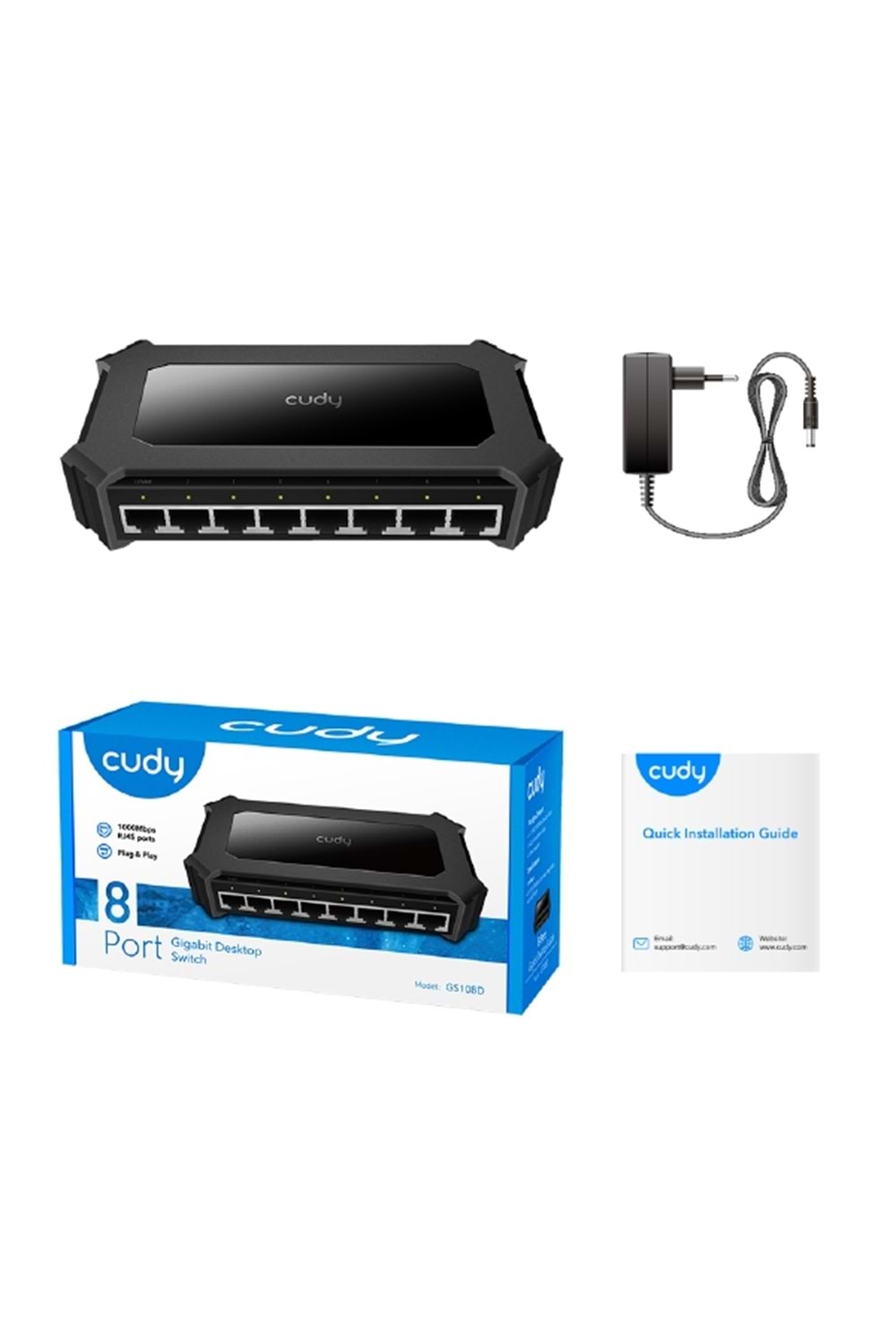 CUDY GS108D 8 Port 10/100/1000 Yönetilemez Desktop Plastik Kasa Switch