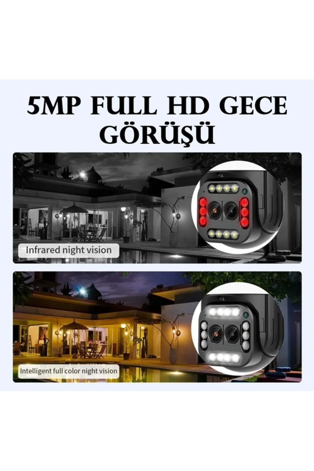 yoosee YS-16 DUAL CAM 5MP 1080P FULL HD 4K Çift Lensli Kızıl ötesi Gece Görüşlü Güvenlik kamerası